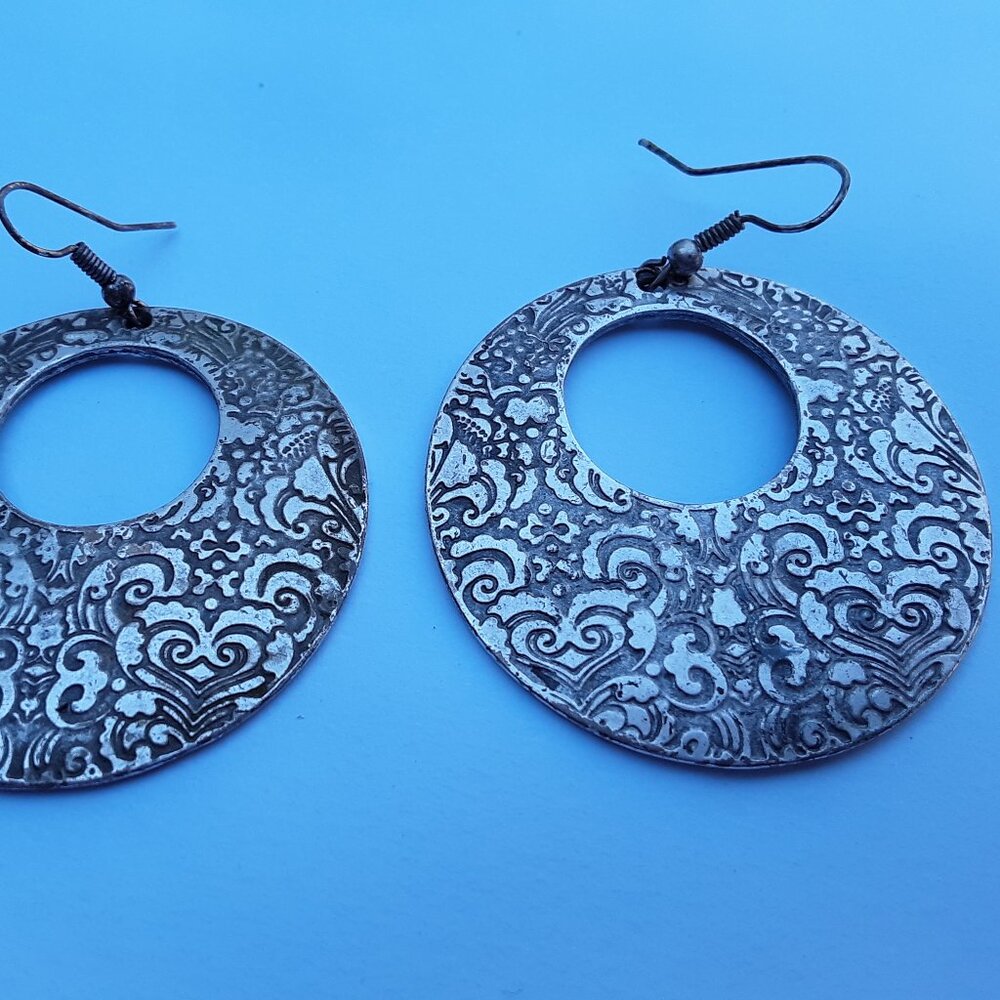 Silver color Metal earrings designed after antique Turkish style